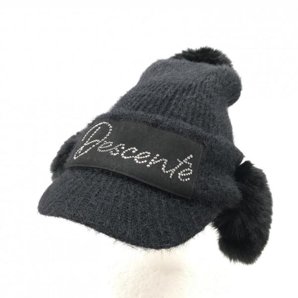 DESCENTE GOLF 【超美品】デサントゴルフ 耳当て付きつば付ニット帽 黒