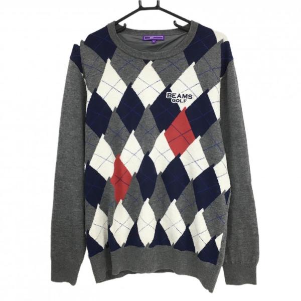 BEAMS GOLF（ビームス ゴルフ） 裏地付セーター グレー×ネイビー 前身