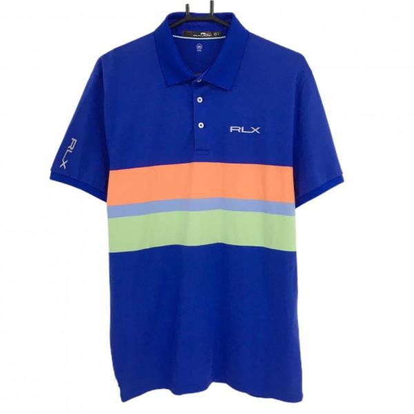 RLX RLXラルフローレン 半袖ポロシャツ ブルー×オレンジ×ライト