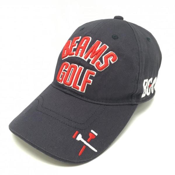 BEAMS GOLF ビームスゴルフ キャップ ネイビー×レッド 立体ロゴ