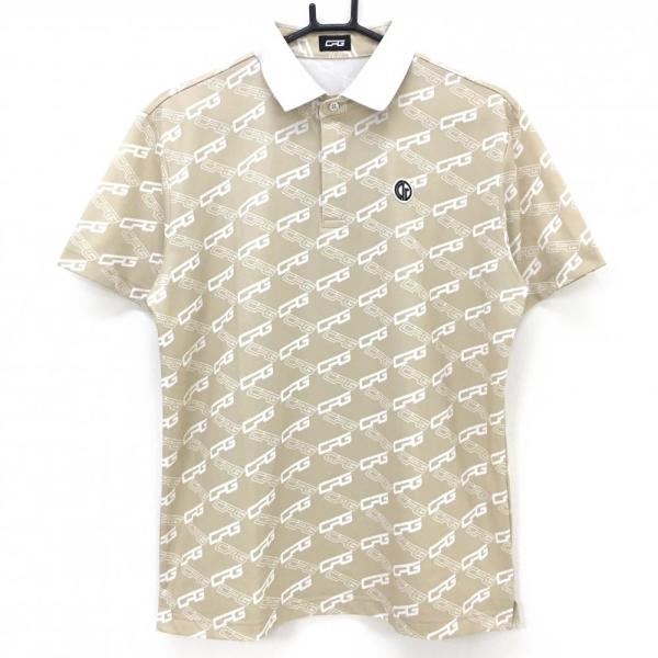 CPG GOLF半袖ポロシャツビックロゴゴルフウェアベージュ系XL