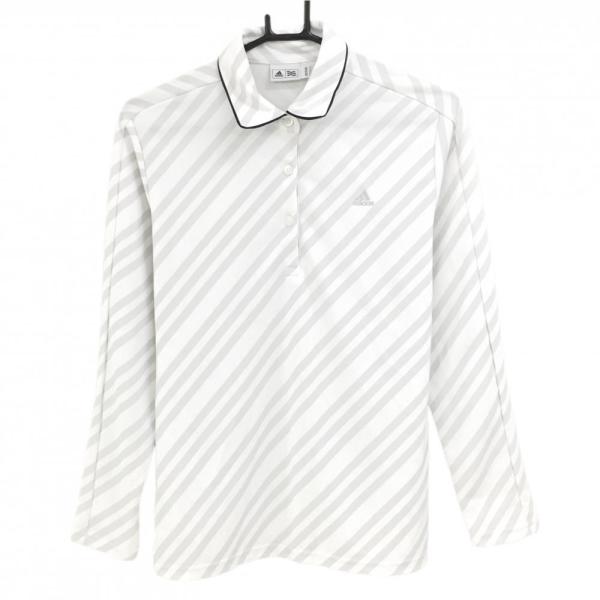 adidas ストライプ 長袖ポロシャツ XL ゴルフ　着用私服で短時間1回 adidas ストライプ 長袖ポロシャツ XL ゴルフ 着用私服で短時間1回