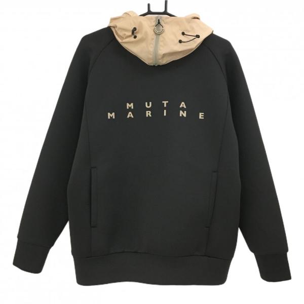 muta - 【美品】ムータ パーカー 黒×ベージュ 異素材切替 ボンディング生地  メンズ 6(L) ゴルフウェア muta muta（ムータ） 【美品】ムータ パーカー 黒×ベージュ 異素材切替