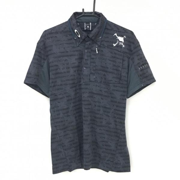 1082 未使用級　オークリー　半袖　ゴルフ　ポロシャツ　スカル　カモフラ　総柄 オークリー(OAKLEY) ゴルフウェア ポロシャツ 半袖 SKULL DEEP