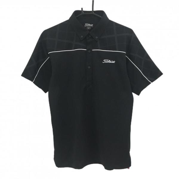 Titleist 【美品】タイトリスト 半袖ポロシャツ 黒 肩格子柄