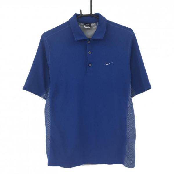 1087 未使用級　ナイキゴルフ　L 半袖　ポロシャツ　スウォッシュ　ストレッチ NIKE ナイキゴルフ 半袖ポロシャツ ブルー サイド切替 メンズ L