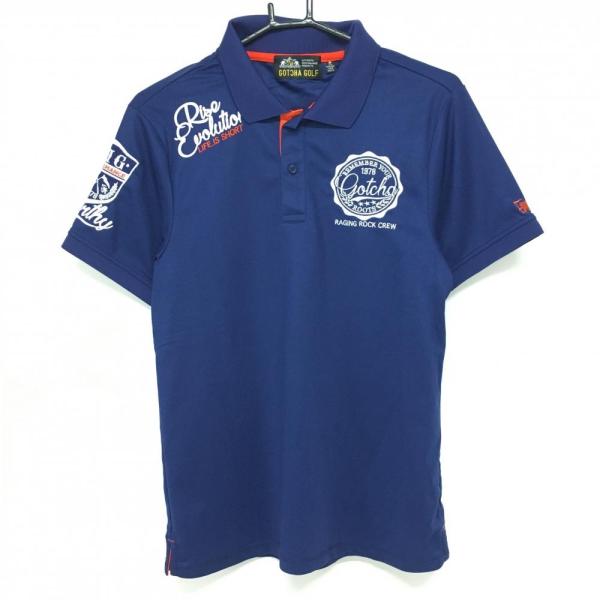 GOTCHA GOLF 【美品】ガッチャゴルフ 半袖ポロシャツ ネイビー×白
