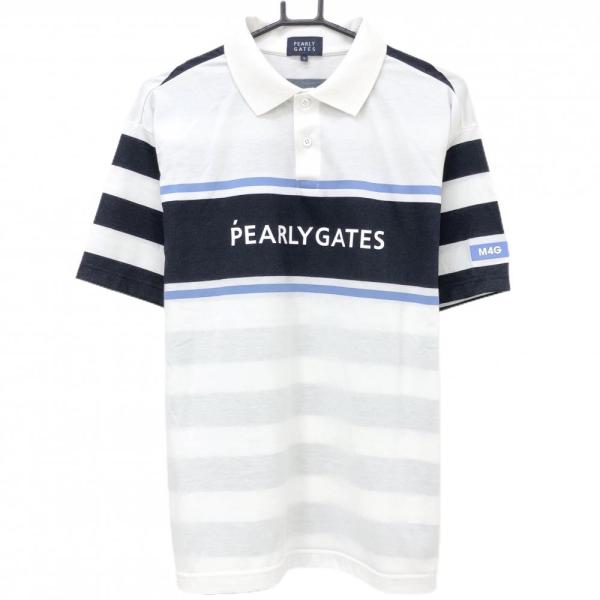 美品✨近年モデル　パーリーゲイツ　ポロシャツ　ビッグロゴ　刺繍　ネイビー　5/L PEARLY GATES (パーリーゲイツ) ゴルフウェア(トップス) メンズ