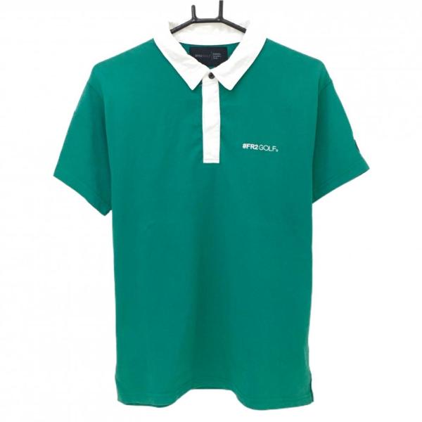 FR2 GOLF エフアールツーゴルフ 半袖 ストレッチ ポロシャツ 2XL 美品】エフアールツーゴルフ 半袖ポロシャツ グリーン バックプリント