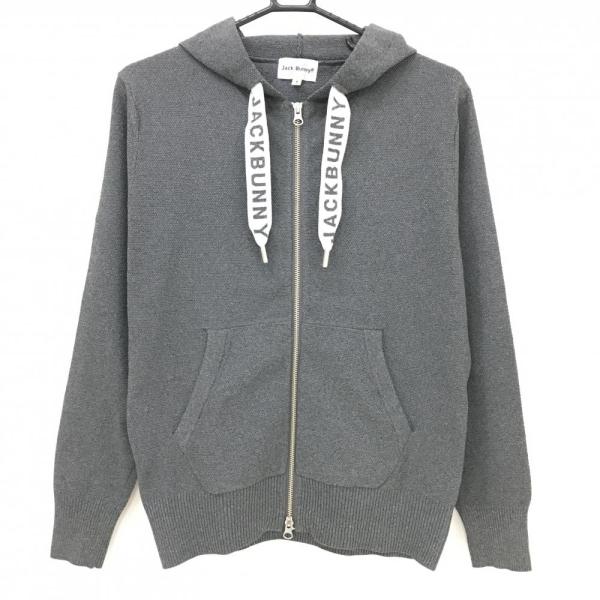 JACK BUNNY ジャックバニー ニット ジップ ジャケット ロゴ 4 超美品】ジャックバニー ニットジップパーカー グレー ロゴ