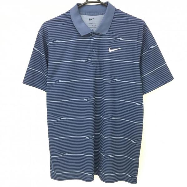 NIKE（ナイキ） 半袖ポロシャツ ネイビー×グレー ボーダー DRYFIT