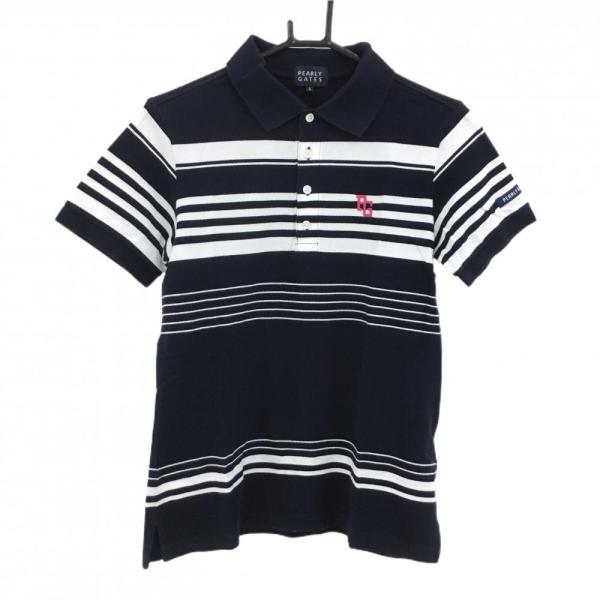 PEARLY GATES（パーリーゲイツ） 半袖ポロシャツ ネイビー×白 ボーダー