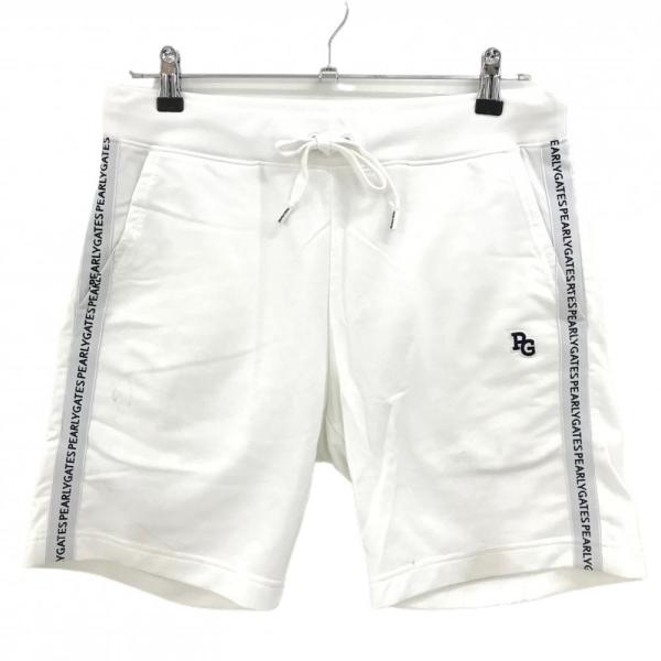 新品 パーリーゲイツ ハーフパンツ ロゴテープ ホワイト Mサイズ（4） PEARLY GATES パーリーゲイツ ハーフパンツ 白×黒 サイドロゴテープ