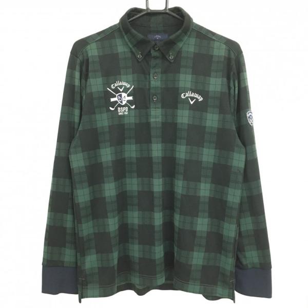 Callaway（キャロウェイ） 長袖ポロシャツ グリーン×黒 チェック柄