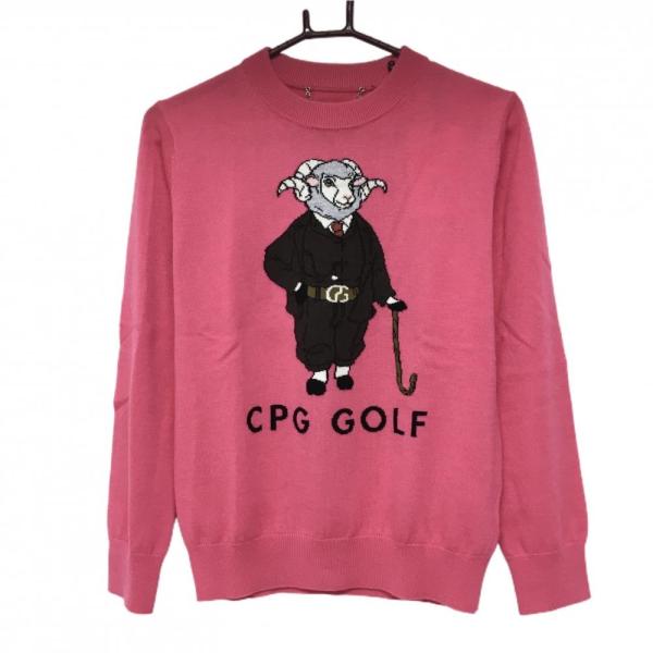 【新品】CPG セーター ピンク×ダークブラウン 羊柄 ウール50％ ニット レディース 2(M) ゴルフウェア 2024年モデル CPG CPG GOLF 【新品】CPG セーター ピンク×ダークブラウン 羊柄 ウール50