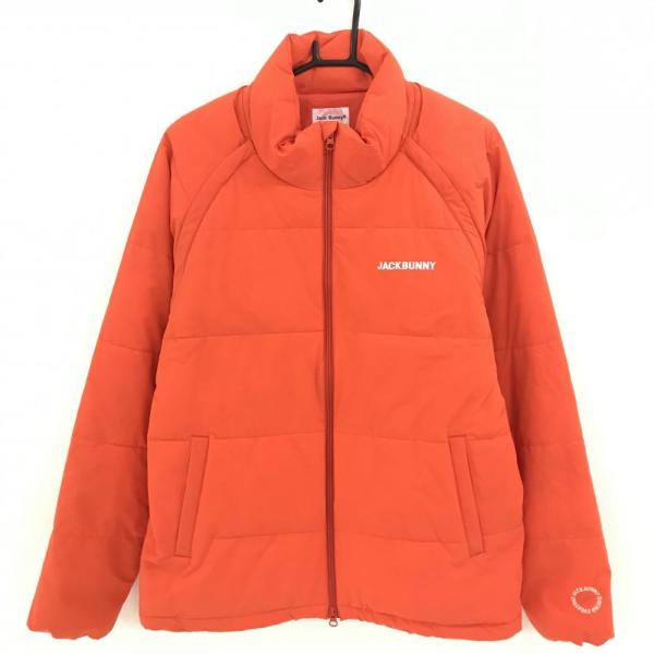 【超美品】ジャックバニー 2WAY中綿ジャケット オレンジ ロゴ白 袖着脱可 裾ドローコード メンズ 6(XL) ゴルフウェア Jack Bunny Jack Bunny!!（ジャックバニー） 【超美品】ジャックバニー 2WAY中綿