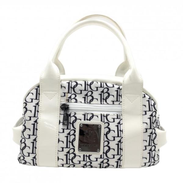 1 piu uguale 3 ウノピゥウノウグァーレトレ カートバッグ 白×黒 ロゴ