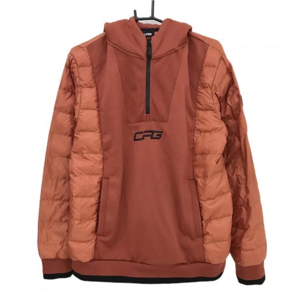 CPG ゴルフメンズアウター CPG GOLF 【美品】CPG フード付中綿ブルゾン ブラウン系×黒 一部中綿