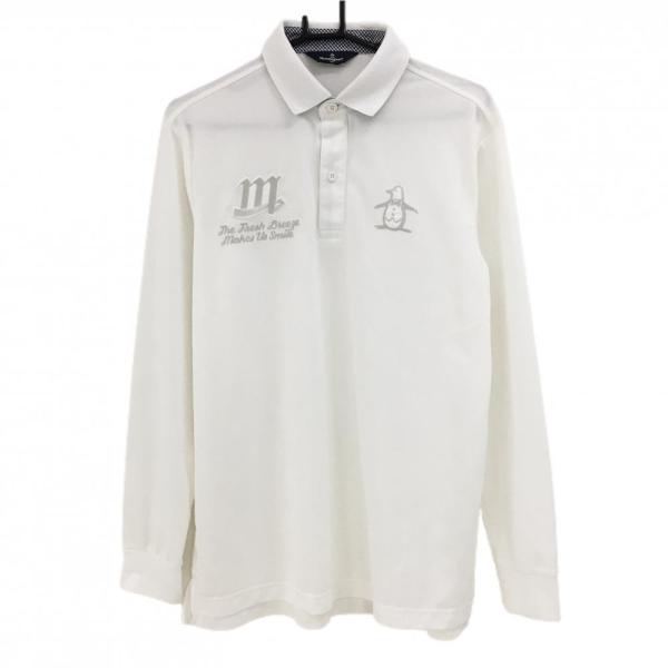 Munsingwear 【美品】マンシングウェア 長袖ポロシャツ 白 ロゴ