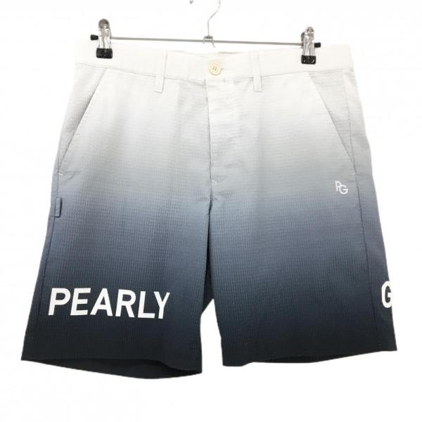 【美品】パーリーゲイツ ハーフパンツ 白×ダークネイビー グラデーション 織生地 メンズ 5(L) ゴルフウェア PEARLY GATES PEARLY GATES（パーリーゲイツ） 【美品】パーリーゲイツ ハーフパンツ