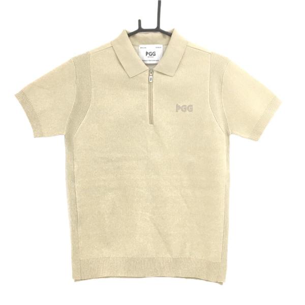 【美品】PGGパーリーゲイツ 半袖ニットポロシャツ ベージュ  レディース 0(S) ゴルフウェア 2024年モデル PEARLY GATES PGG 【美品】PGGパーリーゲイツ 半袖ニットポロシャツ ベージュ