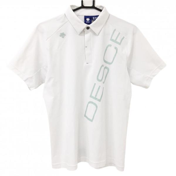 DESCENTE GOLF 【美品】デサントゴルフ 半袖ポロシャツ 白 ロゴライト
