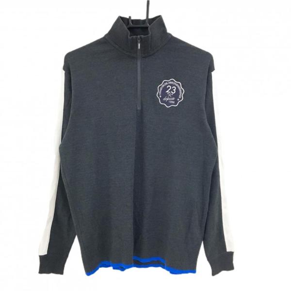 23区ゴルフウェアハイネック 23区GOLF 23区ゴルフ 長袖ハイネックシャツ グレー×白 ハーフジップ 袖
