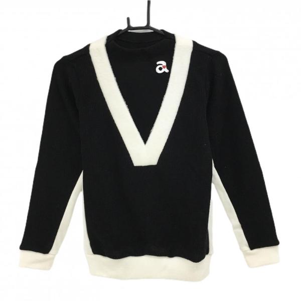 ⭐︎アルチビオセーター（36） archivio（アルチビオ） 【美品】アルチビオ セーター 黒×白 ロゴ 重ね