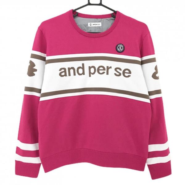 and per se コーラルピンク セーター M and per se（アンパスィ） 【新品】アンパスィ セーター ピンク×白
