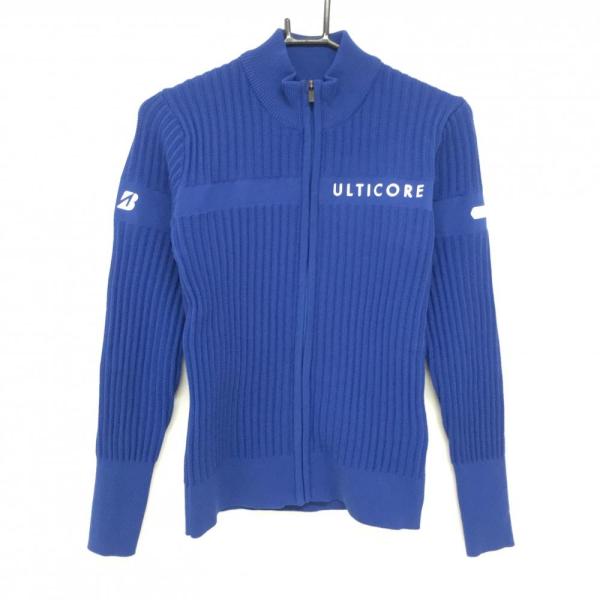 【新品】ブリヂストン ニットジャケット ブルー 袖ロゴ 撥水 ULTICORE レディース M ゴルフウェア Bridgestone