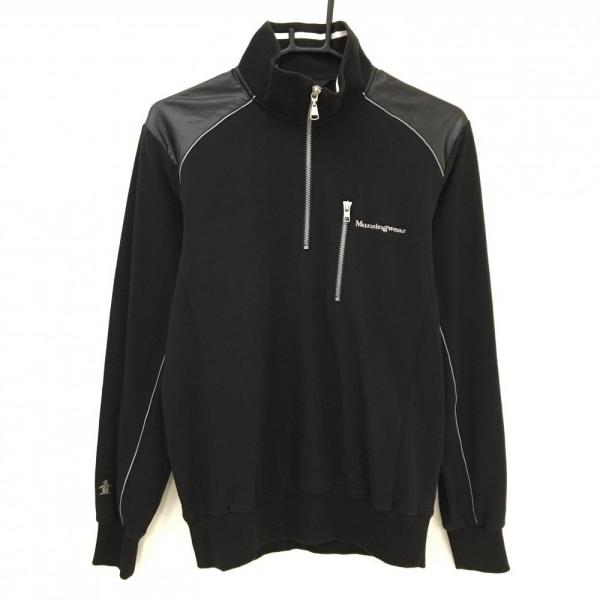 Munsingwear（マンシングウェア） 長袖ハイネックシャツ 黒 ロゴライト