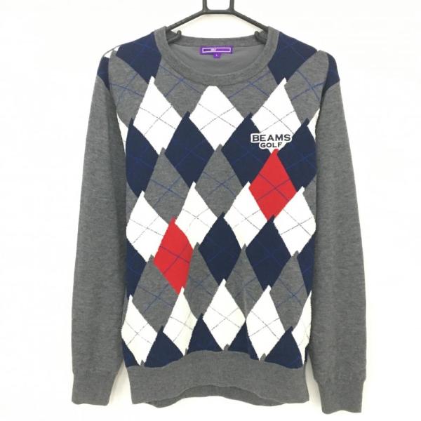 BEAMS GOLF（ビームス ゴルフ） セーター グレー×ネイビー 前面
