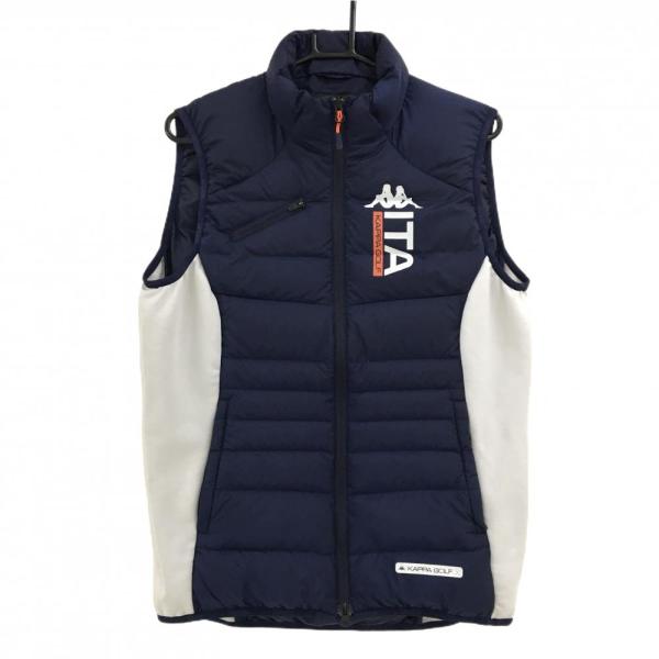 Kappa（カッパ） ダウンベスト ネイビー×ライトグレー サイド裏起毛