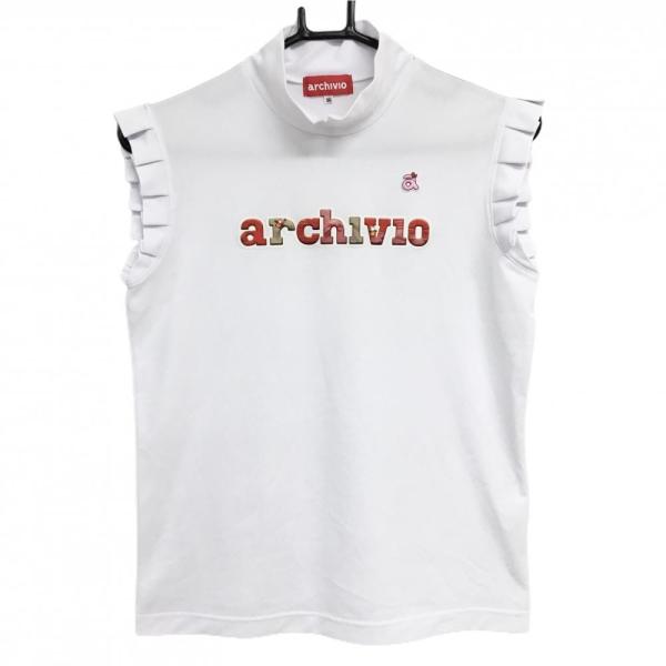 archivio（アルチビオ） 襟付ノースリーブシャツ 白 フロントロゴ