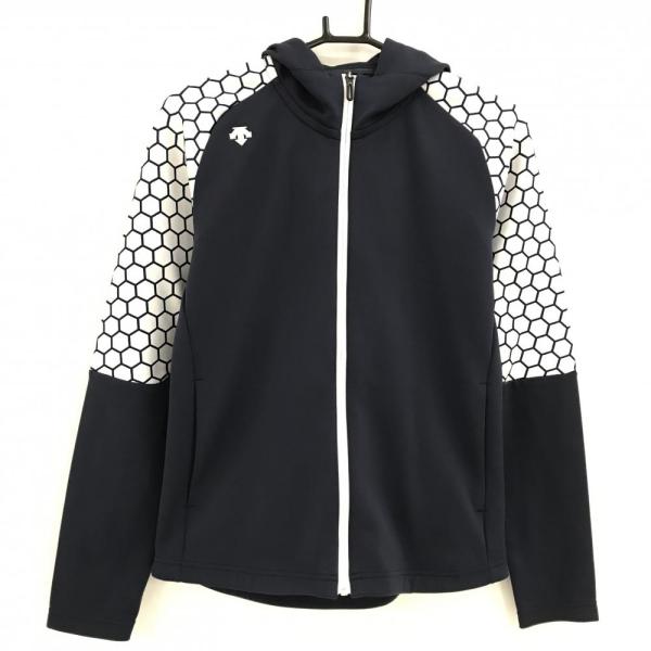 DESCENTE GOLF デサントゴルフ ジップパーカー ネイビー×白 ヘキサゴン