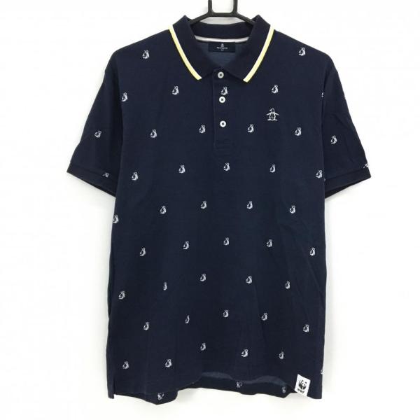 新品 Munsingwear ゴルフウエアペンギン刺繍 半袖ポロシャツ M Munsingwear（マンシングウェア） 半袖ポロシャツ ネイビー×白