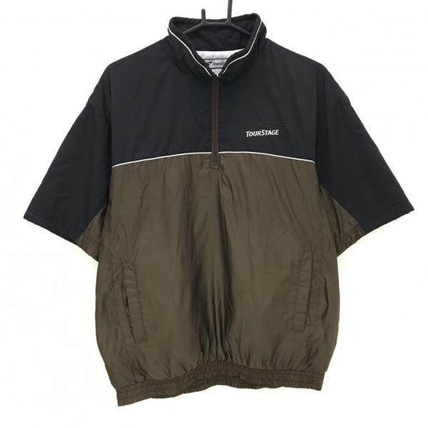TOURSTAGE 【美品】ツアーステージ 半袖中綿ブルゾン ブラウン×黒