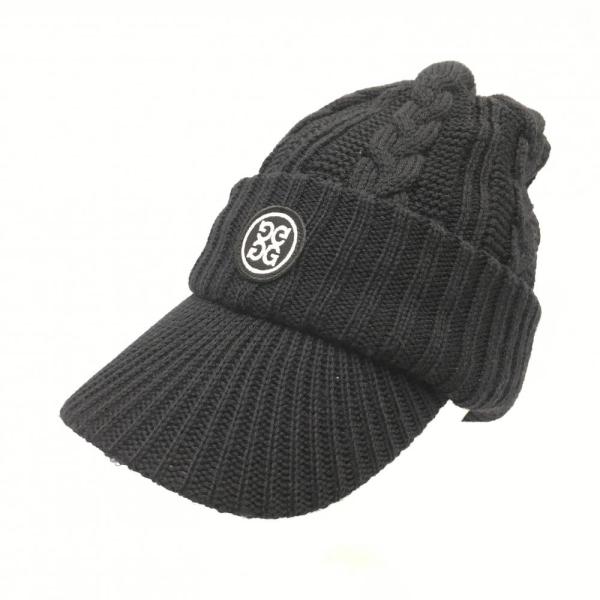 G/FORE（ジーフォア） 【美品】ジーフォア つば付ニット帽 黒 ロゴ白