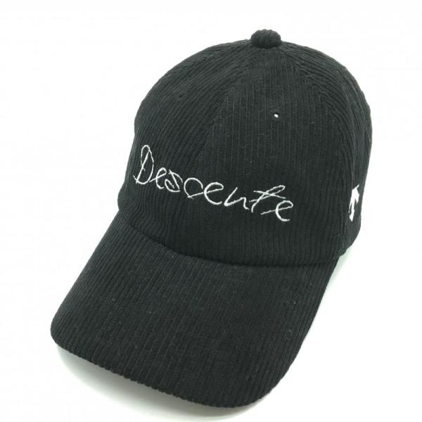 DESCENTE GOLF デサントゴルフ コーデュロイキャップ 黒 ロゴ刺しゅう