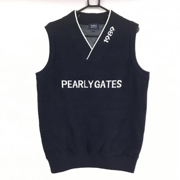 PEARLY GATES（パーリーゲイツ） ニットベスト ネイビー×白 フロント