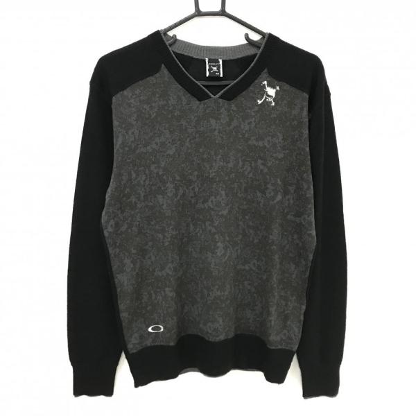OAKLEY（オークリー） セーター グレー系×黒 身頃地模様 スカル