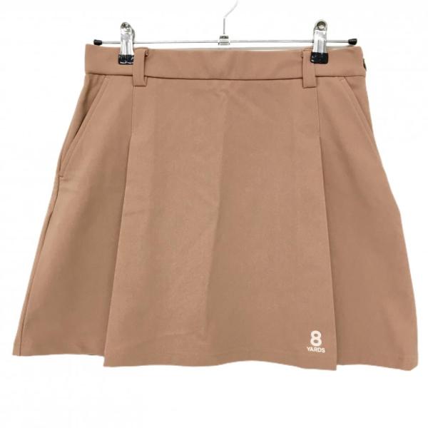 美品】ハチヤーズ スカート ライトブラウン ロゴアイボリー 裏起毛