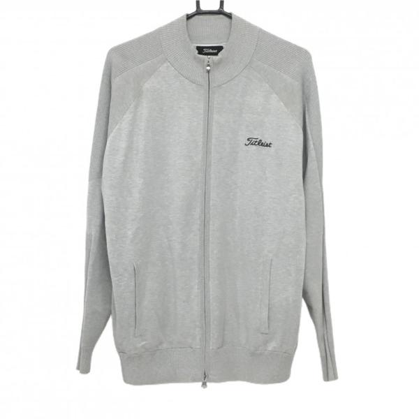 Titleist（タイトリスト） ニットジャケット グレー ロゴ刺しゅう 裏地