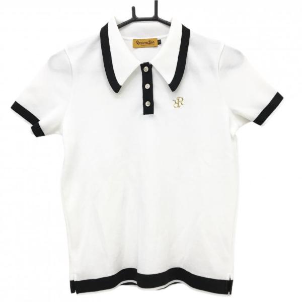 Resurrection golfポロシャツ ゴルフウェア Resurrection レザレクション ニット半袖ポロシャツ 白×黒 ゴールド