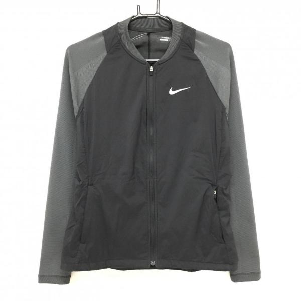 NIKE GOLF ナイキゴルフ 中綿ダブルジップジャケット ゴルフ M 黒 NIKE（ナイキ） 【美品】ナイキゴルフ 中綿切替ジャケット 黒×グレー