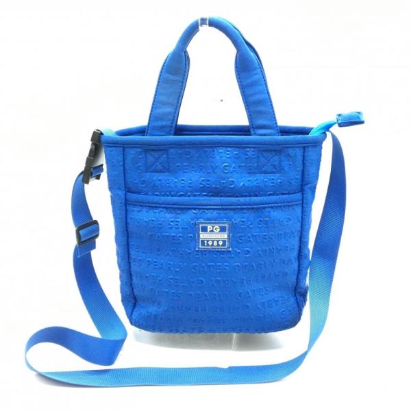 最終値下 美品 パーリーゲイツ ドット柄バッグ 1989 PEARLY GATES（パーリーゲイツ） 2WAYカートバッグ ブルー 立体ロゴ総