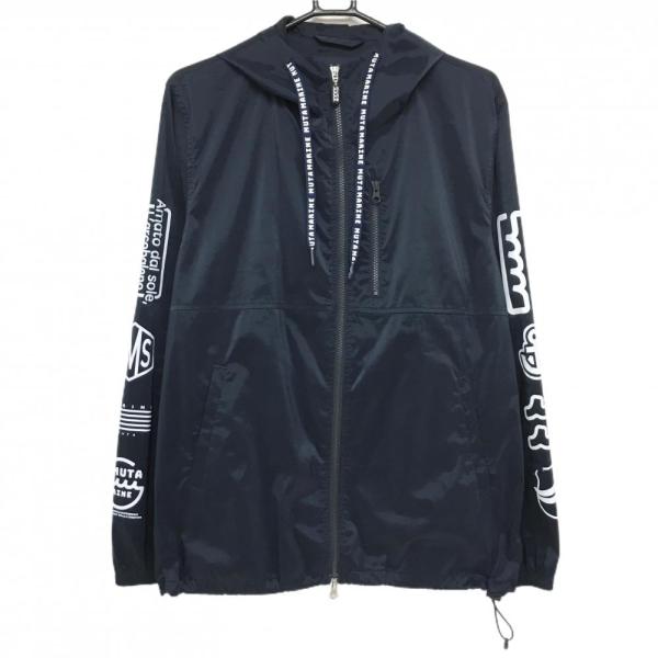 muta（ムータ） ジップパーカー ネイビー×白 シャカシャカ 袖ロゴ