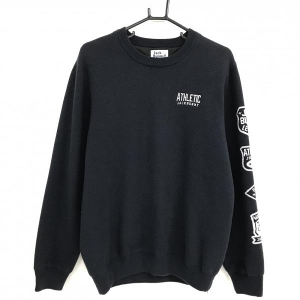 Jack Bunny!!（ジャックバニー） セーター ダークネイビー×白 袖ロゴ