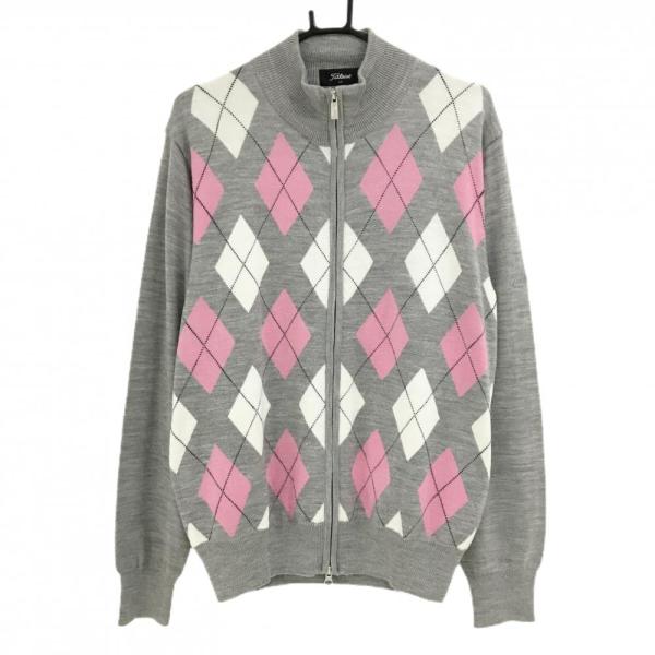 Titleist（タイトリスト） ニットジャケット グレー×ピンク アーガイル