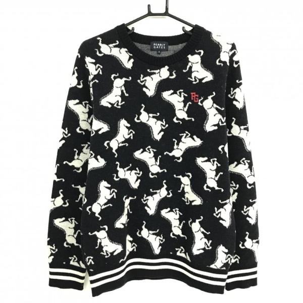 PEARLY GATES パーリーゲイツ　星に願いを　裏地付き　ニット　ゴルフ PEARLY GATES（パーリーゲイツ） セーター ネイビー×白 ポニー柄